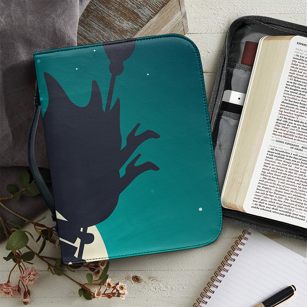 Full Moon Halloween Flying Witch Print Leather Bible Cover
