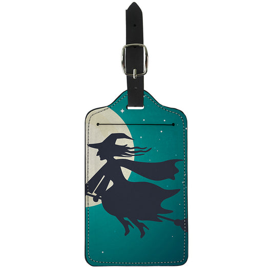 Full Moon Halloween Flying Witch Print Luggage Tag