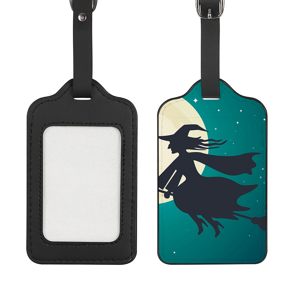 Full Moon Halloween Flying Witch Print Luggage Tag
