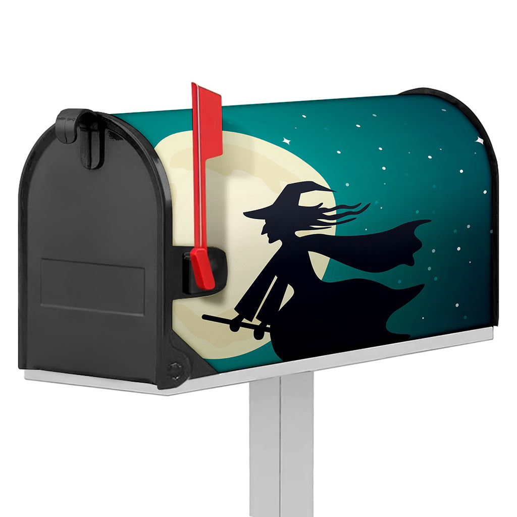 Full Moon Halloween Flying Witch Print Mailbox Cover