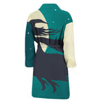 Full Moon Halloween Flying Witch Print Men's Bathrobe