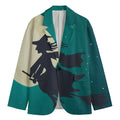 Full Moon Halloween Flying Witch Print Men's Blazer