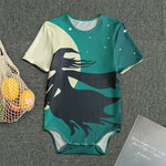 Full Moon Halloween Flying Witch Print Men's Bodysuit