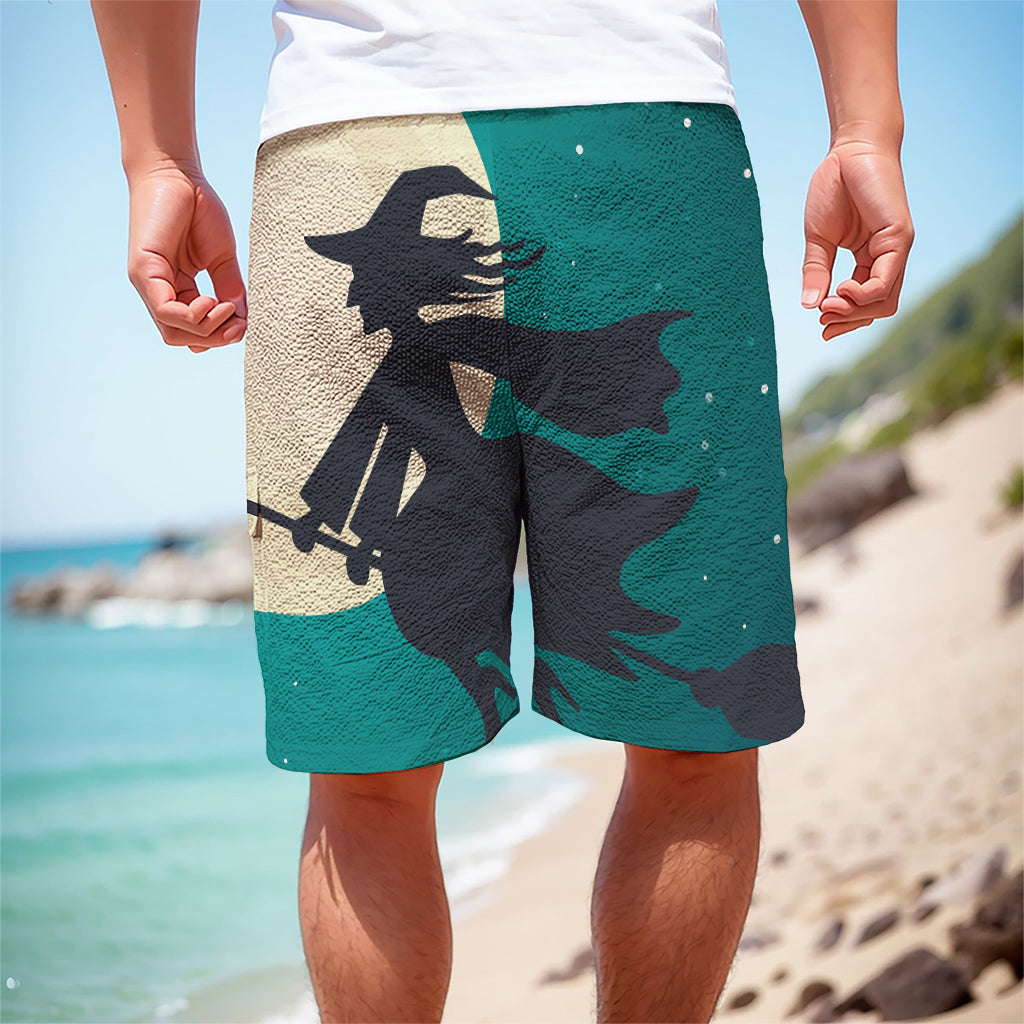 Full Moon Halloween Flying Witch Print Men's Cargo Shorts