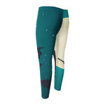 Full Moon Halloween Flying Witch Print Men's Compression Pants