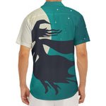 Full Moon Halloween Flying Witch Print Men's Deep V-Neck Shirt