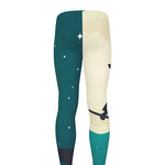 Full Moon Halloween Flying Witch Print Men's leggings