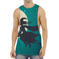 Full Moon Halloween Flying Witch Print Men's Muscle Tank Top