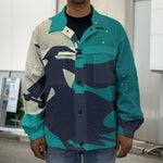 Full Moon Halloween Flying Witch Print Men's Shirt Jacket