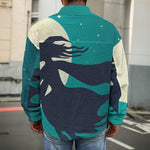 Full Moon Halloween Flying Witch Print Men's Shirt Jacket