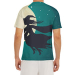 Full Moon Halloween Flying Witch Print Men's Short Sleeve Rash Guard