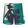 Full Moon Halloween Flying Witch Print Men's Athletic Shorts