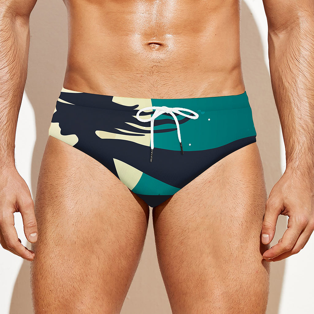 Full Moon Halloween Flying Witch Print Men's Swim Briefs
