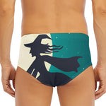 Full Moon Halloween Flying Witch Print Men's Triangle Swim Briefs