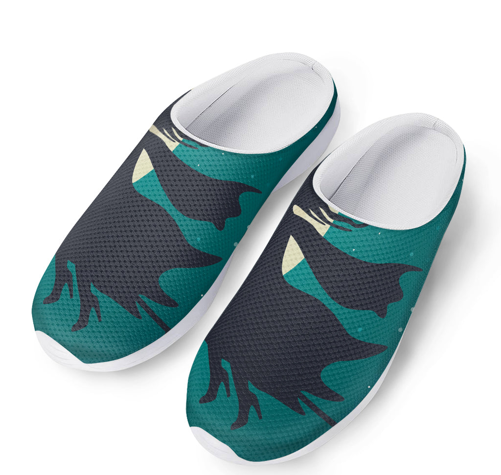 Full Moon Halloween Flying Witch Print Mesh Casual Shoes