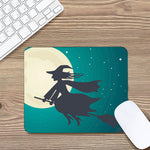 Full Moon Halloween Flying Witch Print Mouse Pad