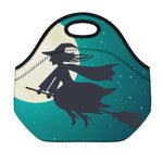 Full Moon Halloween Flying Witch Print Neoprene Lunch Bag
