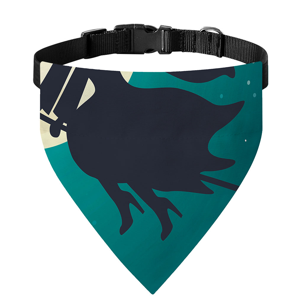 Full Moon Halloween Flying Witch Print Over The Collar Dog Bandana