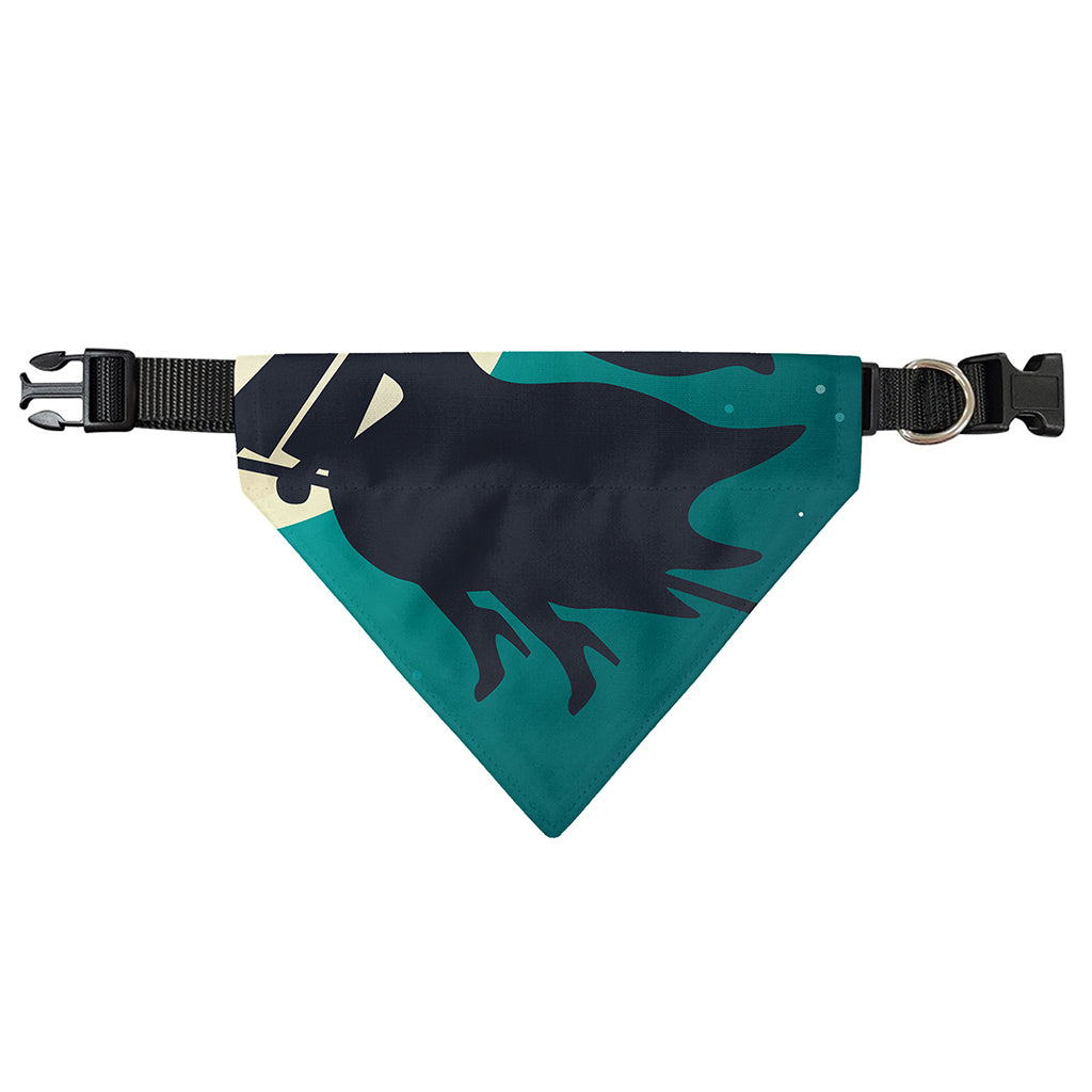 Full Moon Halloween Flying Witch Print Over The Collar Dog Bandana