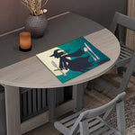Full Moon Halloween Flying Witch Print Placemat