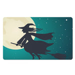 Full Moon Halloween Flying Witch Print Polyester Doormat