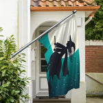 Full Moon Halloween Flying Witch Print Polyester Flag