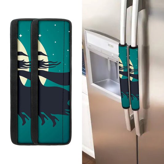 Full Moon Halloween Flying Witch Print Refrigerator Handle Covers