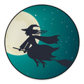 Full Moon Halloween Flying Witch Print Round Floor Mat
