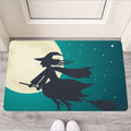 Full Moon Halloween Flying Witch Print Rubber Doormat