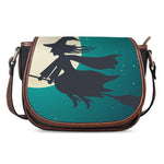 Full Moon Halloween Flying Witch Print Saddle Bag