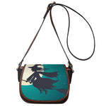 Full Moon Halloween Flying Witch Print Saddle Bag