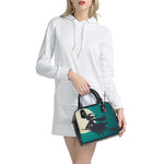 Full Moon Halloween Flying Witch Print Shoulder Handbag