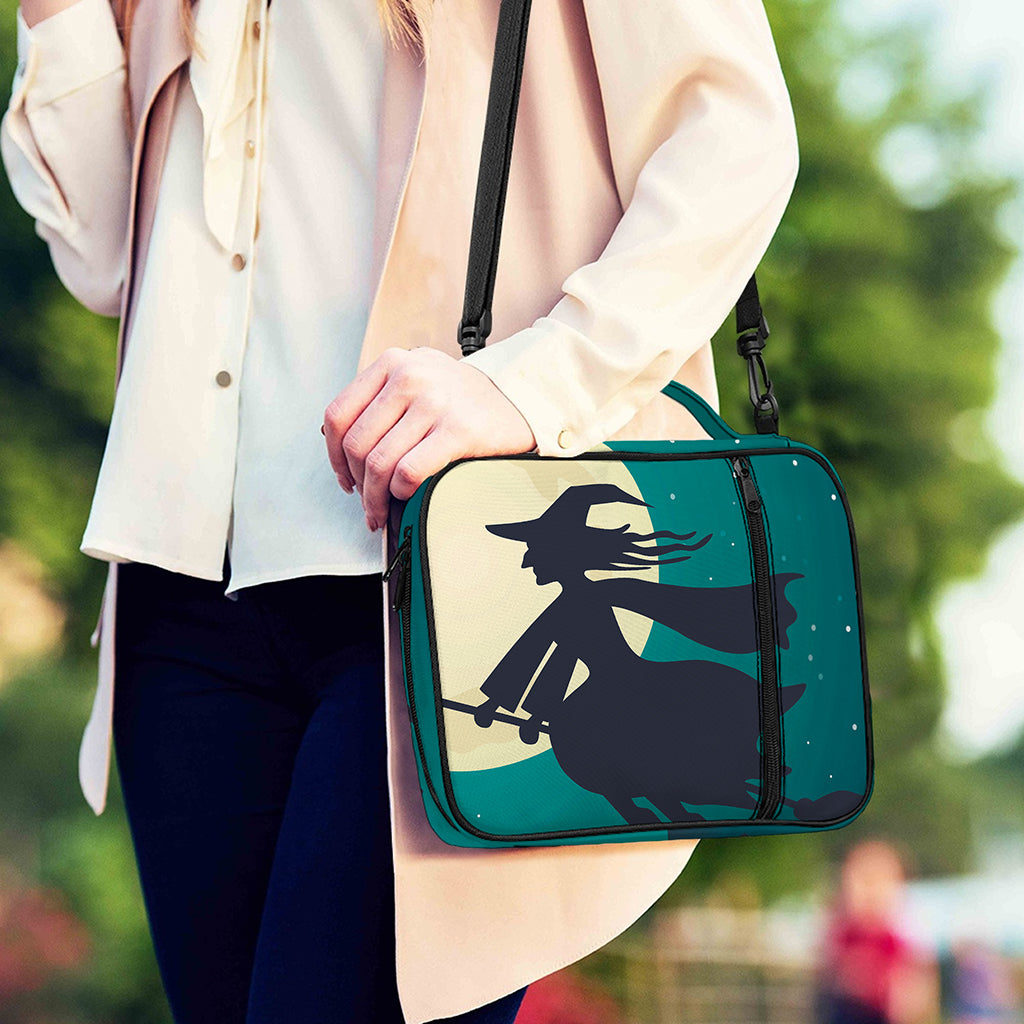 Full Moon Halloween Flying Witch Print Shoulder Strap Bible Bag