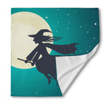 Full Moon Halloween Flying Witch Print Silk Bandana