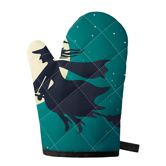 Full Moon Halloween Flying Witch Print Single Oven Mitt