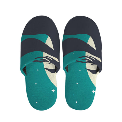 Full Moon Halloween Flying Witch Print Slippers