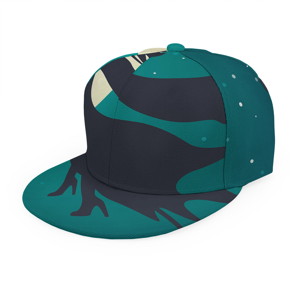Full Moon Halloween Flying Witch Print Snapback Cap