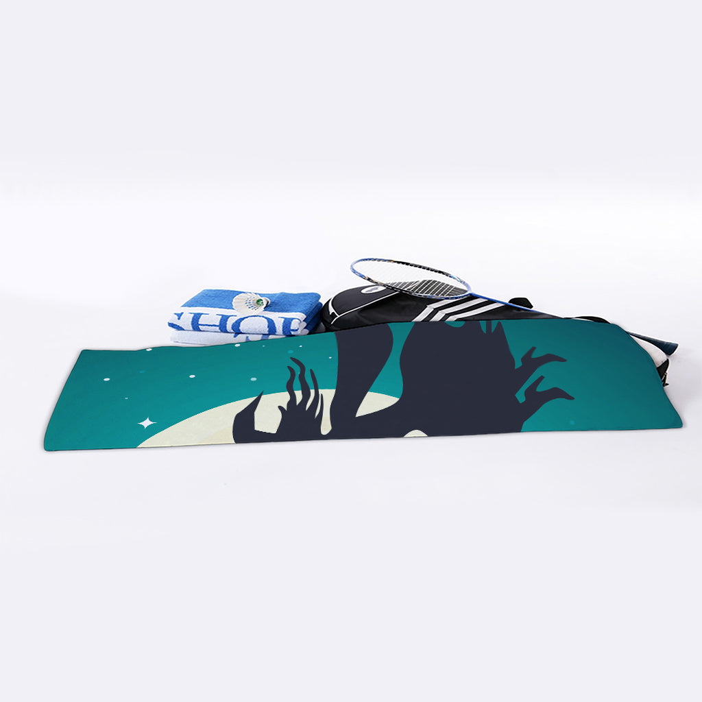 Full Moon Halloween Flying Witch Print Sports Towel