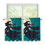 Full Moon Halloween Flying Witch Print Tier Curtains