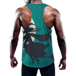 Full Moon Halloween Flying Witch Print Training Tank Top
