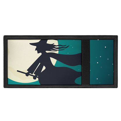 Full Moon Halloween Flying Witch Print Trifold Wallet
