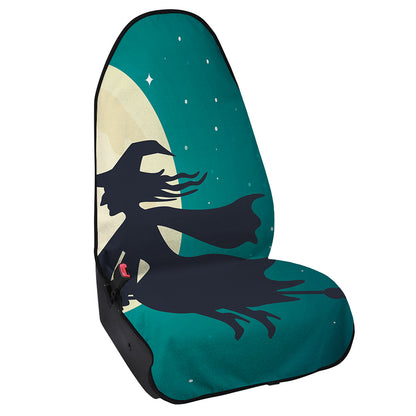 Full Moon Halloween Flying Witch Print Waterproof Car Seat Cover