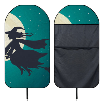 Full Moon Halloween Flying Witch Print Waterproof Car Seat Cover