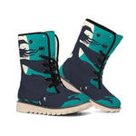 Full Moon Halloween Flying Witch Print Winter Boots