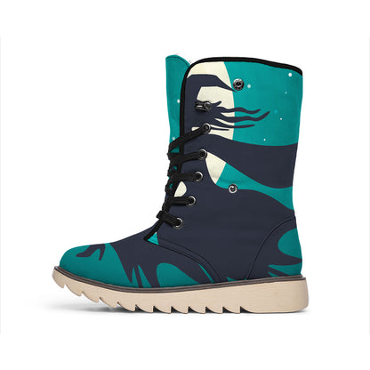 Full Moon Halloween Flying Witch Print Winter Boots