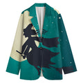 Full Moon Halloween Flying Witch Print Women's Blazer