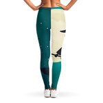 Full Moon Halloween Flying Witch Print Women's Leggings
