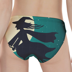 Full Moon Halloween Flying Witch Print Women's Panties