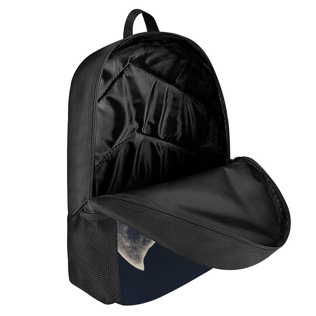 Full Moon Howling Wolf Print 17 Inch Backpack