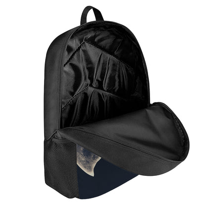 Full Moon Howling Wolf Print 17 Inch Backpack